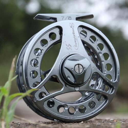 Sougayilang Fly Fishing Reel 2+1 BB Speed Ratio 6F 7F Fishing Reel With CNC-Machined Aluminum Alloy Body and Spool Fly Reels