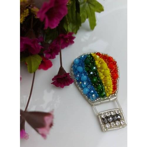 Colorful Flying Balloon Brooch Cappadocia Handcrafted Elegant Appearance Crystal Beads Rainbow Special Design Glass Sand Beads