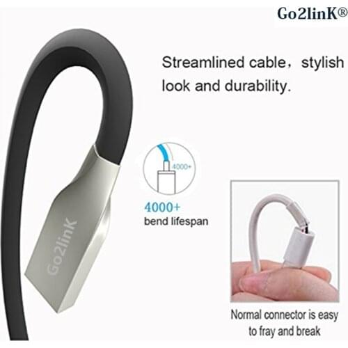 Zinc Plug Micro USB Cable 2.1A Fast Charging Charger Data Sync Cable For Samsung HTC Huawei LG Android 1m Noodle Wire Micro USB