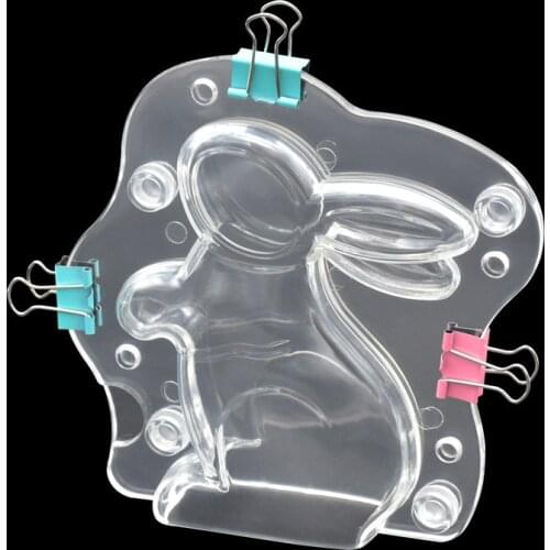 Reusable 3D Rabbit Shape Easter Polycarbonate Chocolate Molds Baking Chocolate Mould Candy Cake Decorating Pastry Tool