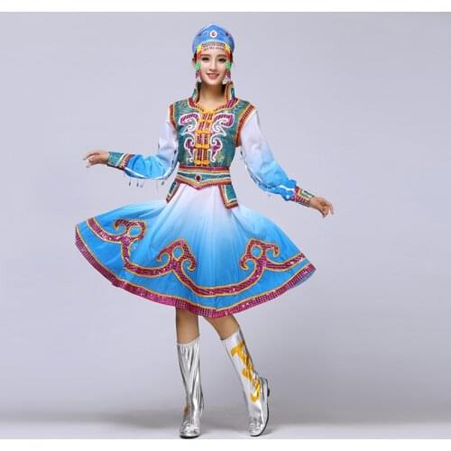 Mongolian Show Clothing Woman nation Ethnic Minority Square Dance Performance Dance Serve Adult Stage Dress Will Pendulum Skirt