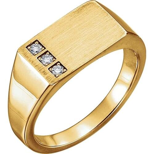 Business Mens Classic Simulation Diamond Ring 18K Gold Plated Simple Engagement Ring Wedding Party Jewelry