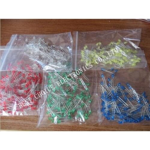 500Pcs/lot 3MM LED Diode Kit Mixed Color Red Green Yellow Blue White for arduino