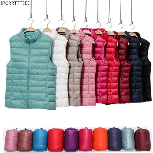 2021 New Autumn Winter Women Down Vest Coat Ultralight Duck Down Vest Jacket Portable Female Waistcoat