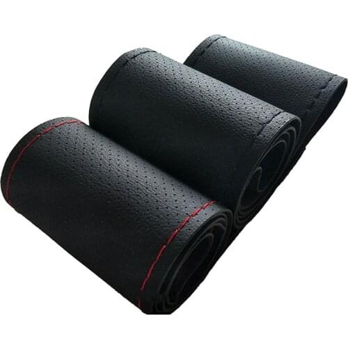 Braid On Car Steering Wheel Cover with Needle Thread Artificial Leather Sleeve