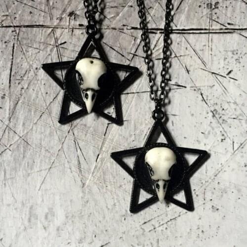 Raven Skull Necklace- Wiccan, Witch, Witchy, Goth, Pagan, Occult, Strega, Ritual, Bird Skull, Pentagram, Moon, Moonwitch, NuGoth