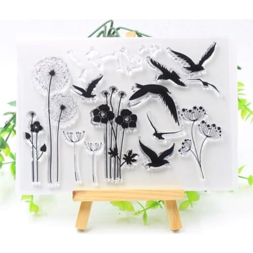 KSCRAFT Dandelion And Bird Transparent Clear Silicone Stamps for DIY Scrapbooking/Card Making/Kids Fun Decoration Supplies 359