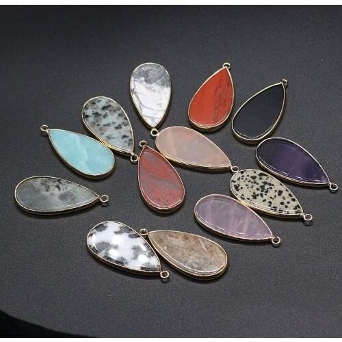 Rainbow Drop Shaped Semi-precious Pendant Charms For DIY Necklace Handiwork Sewing Craft Jewelry Accessory Making