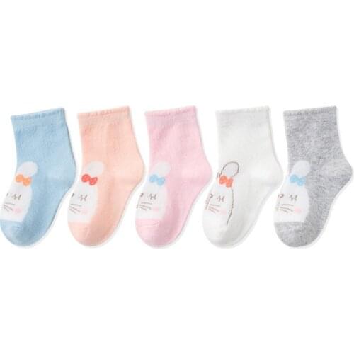 Clearance 5 Pairs/Lot Childrens Cotton Socks Boy Girl Baby Cute Cartoon Fashion Warm Soft For Teens 1-12Y Autumn Winter Kids CN