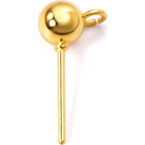 ASON 100pcs/lot Fashion Earring Small Ball Ear Studs Stainless Steel Gold Base Setting Connector For DIY Jewelry Making Supplies