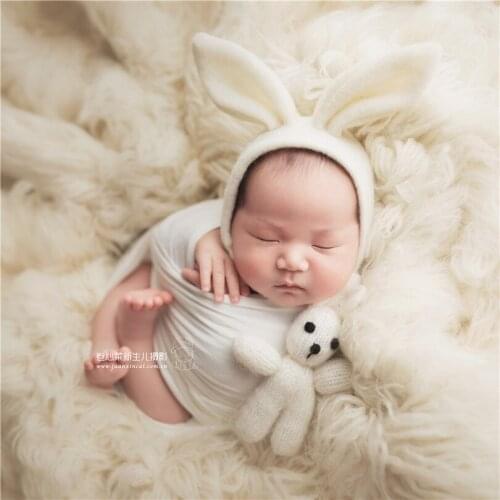 Lovely Newborn Hat Felt Wool Bonnet Baby Bunny Hat Photography Props Handmade Felted Animal Bonnet Newborn photography Props