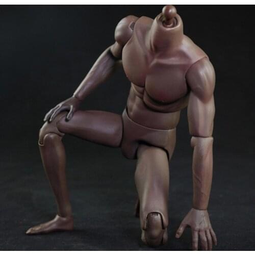 In stock 1/6 scale male body super muscle sports dark skin slim body model toy for Fans Gifts