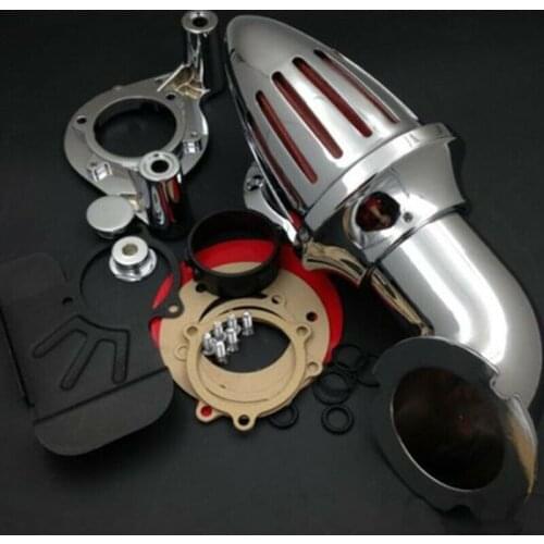 Chrome Motorcycle Bullet Air Cleaner Intake Filter Kit For Harley Dyna Touring 2008-2012