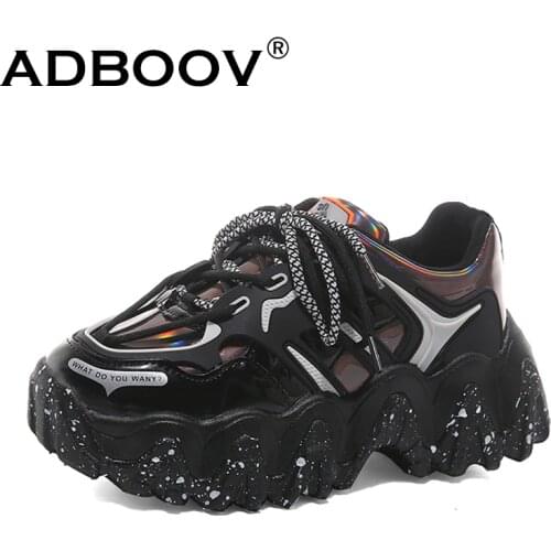 ADBOOV New 2020 Wave Sole Fashion Sneakers Women Laser Upper Platform Casual Shoes Woman Zapatillas De Deporte Mujer
