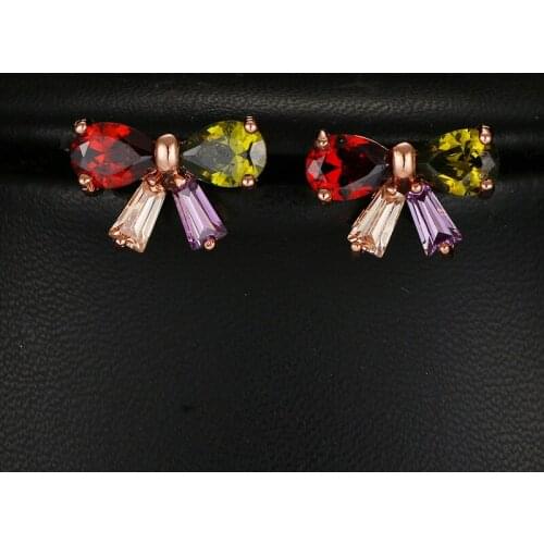 Bettyue Brand Fashion Gothic Style Charm AAA Zircon Multicolor Bowknot Jewelry Earrings For Woman Engagement Wedding Party Gift