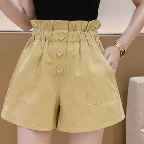 Shorts Women High Waist Wide Leg Casual 2021 Casual Tooling Pure Cotton Hot Pants Loose Shorts thin Wide-leg Ropa De Mujer Veran