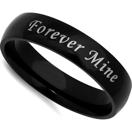 Forever Mine Classic Black Stainless Steel Finger Ring For Woman Jewelry Gift For Girlfriend Boyfriend couple rings Accessories