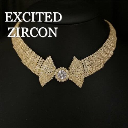 Woman Wedding Wedding Party Luxury Fashion Rhinestone Necklace Necklace Delicate Elegant Jewelry Bow Necklace
