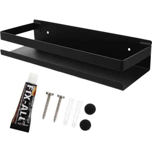 1Pc Stainless Steel Wall Shelf Kitchen Bathroom Wall Mounted Storage Rack Kitchen Organizer