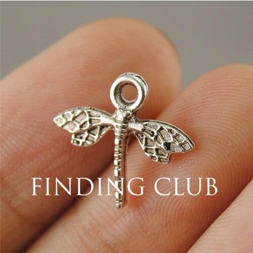 100pcs 13x15mm Silver Color Metal Lovely Dragonfly Pendant Charms Jewelry Findings fit Charm Bracelet A1194