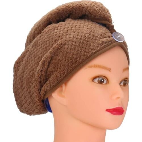 2 Pack Hair Towel Wrap Fast Drying Hair Ultra Soft Hair Dry Wrap with Button for Kids Women Long Wet Hair Drying