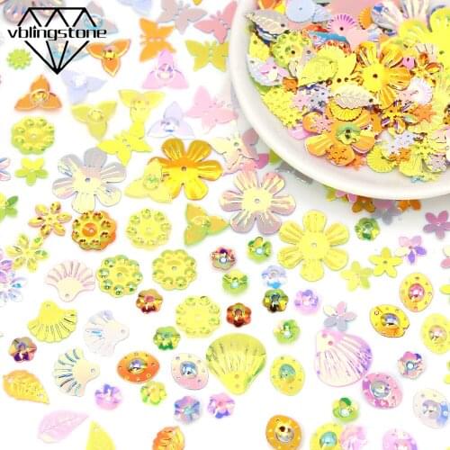 20g AB Color Glitter Sequins PVC Flower Mermaid Shell Shape Paillettes Sequins With Holes Nail Art Decoration Sew Accessories