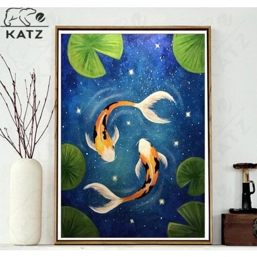 Goldfish Diamond Painting Summer Riverside Embroidery Crossing Diy Night View Mosaic Art Gift Cross Stitch Home Decoration