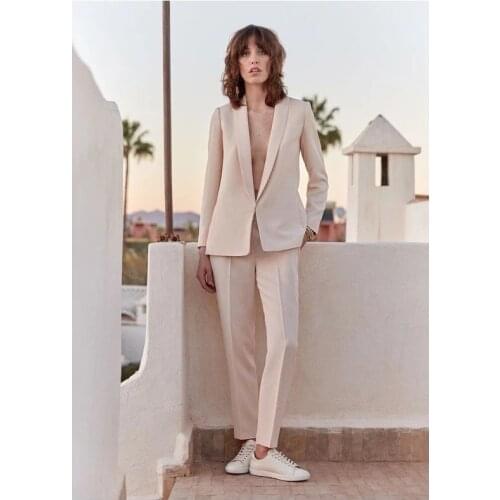 Champagne Stylish Formal Womens Suit For Work Pencil Pants Slim Fit Fashion Casual Plus Size Jacket Blazer Pants