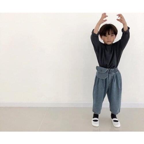 2021 Spring And Summer-Children Jeans Children Pants Pocket Bag Cowboy Harem Pants for girls