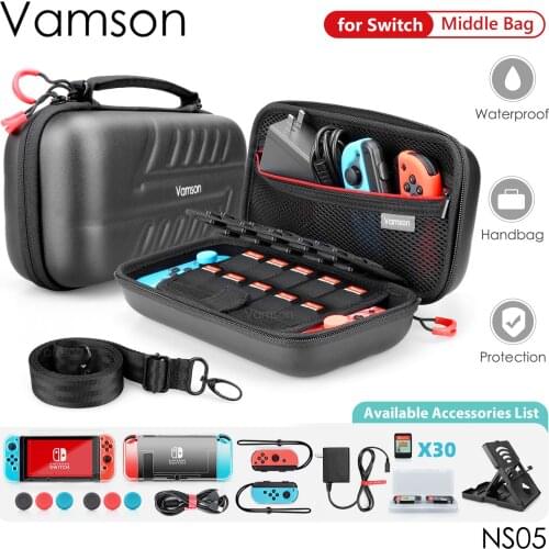 Vamson for Switch Case Waterproof Travel Carrying Bag Protective Cover Charging Cable Handbag for Nitendo Swich Accessories NS05