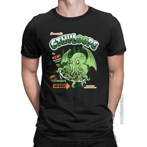 Cthuloops All New Flavors T Shirt For Men Cotton Novelty T-Shirts Crew Neck Call Of Cthulhu Lovecraft Tees Classic Plus Size