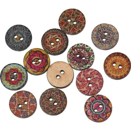 Flower painted Wooden decorative Buttons 20mm Scrapbooking Craft Sewing Supplies 100pcs MT0332-20