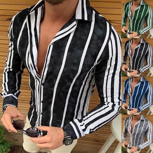 Mens Striped Shirts Long Sleeve Casual European Size Shirt Dress Party Tops shirts men
