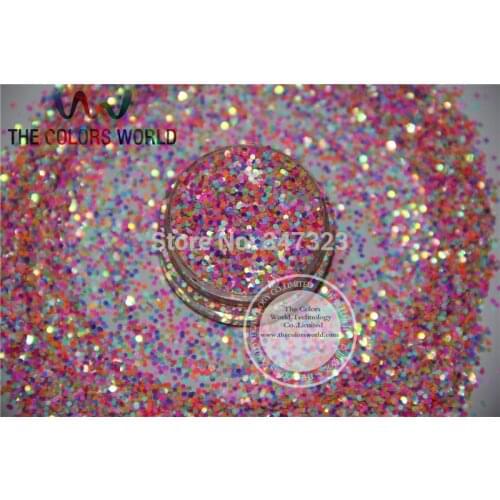 AR10-24 Mix1 MM Pearlescent Rainbow Color Glitter HEXAGON shape Glitter for Nail Art and DIY supplies