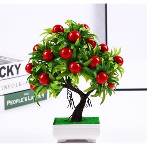 Artificial Mini Fruit Tree Plant Pot Bonsai Living Room Garden Desk Office Decor