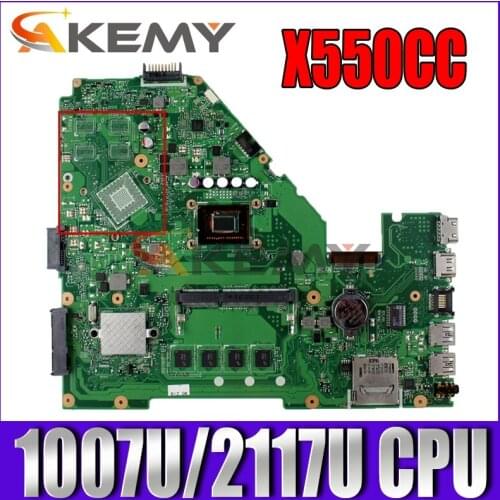 Akemy X550CC Laptop motherboard for ASUS X550CA X550CL R510C Y581C X550C original mainboard 4GB-RAM 1007U/2117U CPU