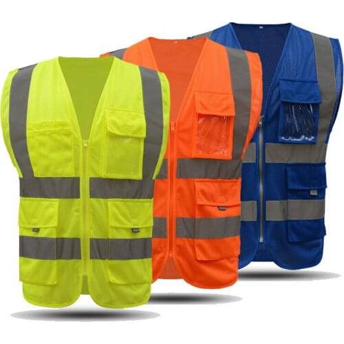 Mens Safety Reflective Warning Vest High Visibility Reflective Work Waistcoat Safety Security Protective Vest LOGO Printing