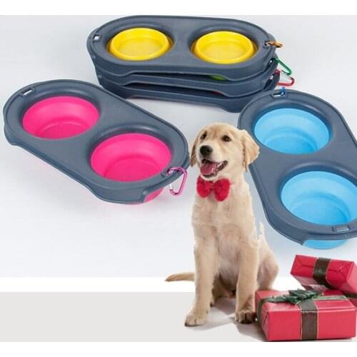 Pet Soft Dog Bowl Folding Silicone Travel Bowl For Dog Portable Collapsible Folding Dog Bowl for Pet Cat Food Water Feeding