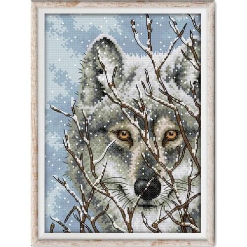 2020 New Animal wolf3 cross stitch kit 14ct 11ct count printed canvas DMS Cross Stitch Pattern Embroider DIY handmade needlework