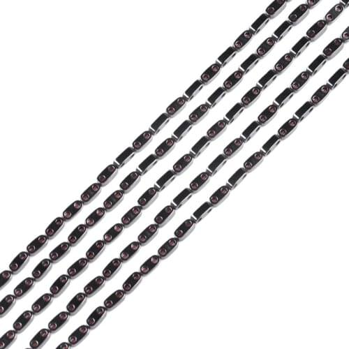 Nature stone Black Hematite Beads 6*3mm 64Pcs Cuboid shape two holes Beads For DIY Jewelry Necklace Bracelet Making Accessories