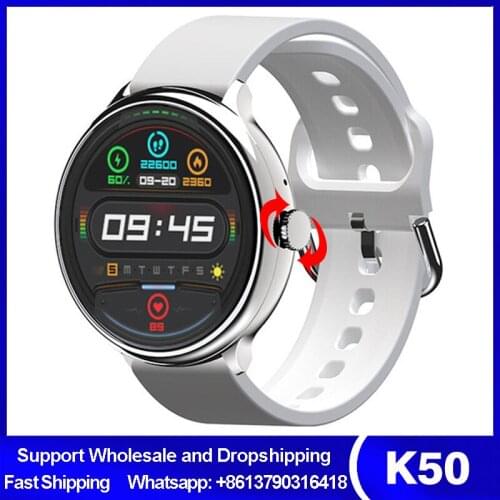 2021 New Smart Watch K50 1.28inch Men Women Full Round Touch IP67 Waterproof ECG Heart Rate Monitor Game Bluetooth For Xiaomi