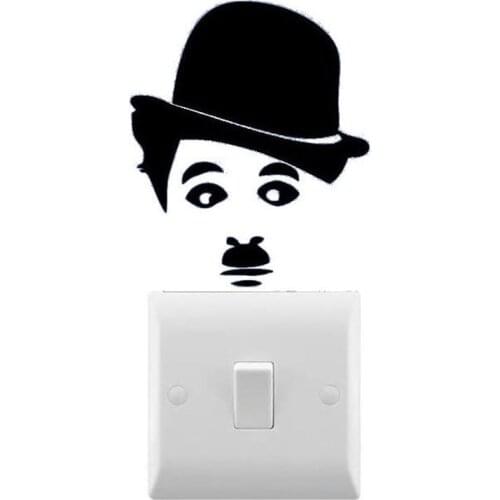 Novelty Charlie Chaplin Wall Decal Inspired Small light switch Sticker Vinyl Removable Art Home Light Swith Decor Decal C526