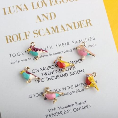 New Arrival 10pcs/lot 15*17MM 3D Colorful Animal Bird Pendant Charmd Oil Drop Alloy Metal DIY Jewelry Findings Ornament Charms