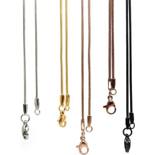 Wholesale 18''-32''/Rose Gold/Gold/Black 316L Stainless Steel 1.2mm Snake Chain Pendant Necklace Jewelry for women/men
