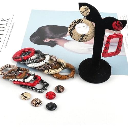 Hot 4/20Pcs Multiple Style PU Leather Leopard Printed Charm Pendant Fit For DIY Stud Drop Earring Necklace Making Accessories