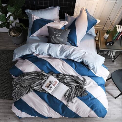BEST luxury black strips Duvet Cover flat bed Sheets +Pillowcase King Queen full Twin Bedding Set Bedding Set 3/4pcs 29