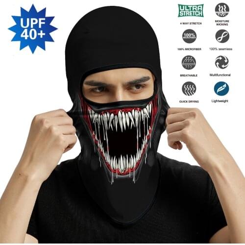 Venom Scarf Men Balaclava Breathable Ice Silk Face Shield Snood Seamless Bandana Handkerchief Motorcycle Facemask Earloop Masque