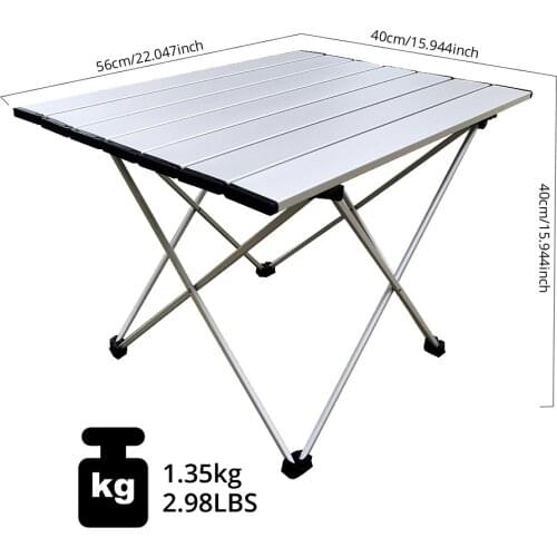 Lightweight Aluminum Alloy Folding Table,Portable Strong Stable Roll up Table for 4-6 Person for Picnic, Camping, Barbecue