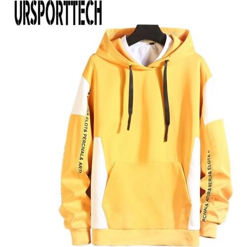 Black Yellow Casual Hoodie Men Hip Hop Streetwear Patchwork Hooded Sweatshirts Skateboard Men/Woman Pullover Hoodies Male Hoodie