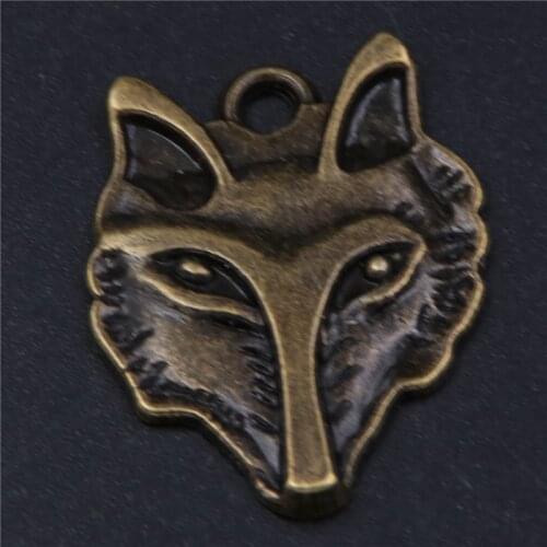 10pcs Antique Bronze Color Wolf Head Charm Pendants Metal Bracelet Necklace Jewelry Findings A362